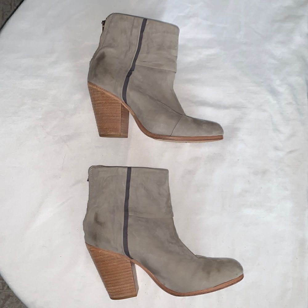 Rag & Bone The Classic Newbury Genuine Leather Stacked Wood Heel Ankle Booties